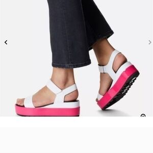 Sorel Cameron Leather Platform Wedge Sandals, sz 10.5